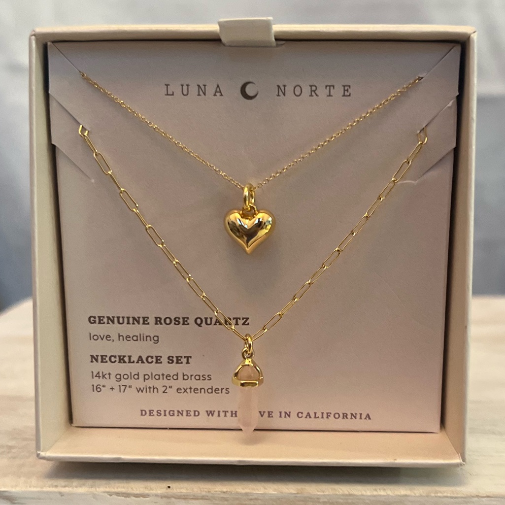 Luna Norte Rose Quartz Necklace Set 40$